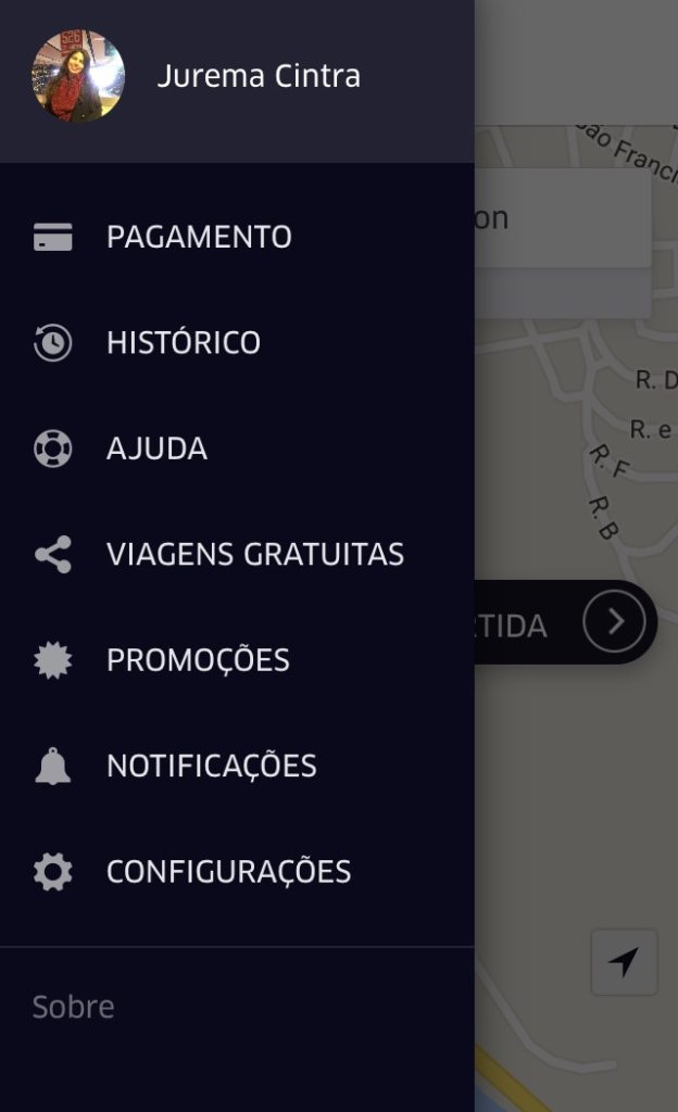 Tela de funções-Uber